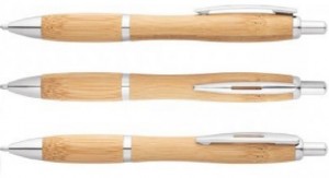 Druck-Kugelschreiber aus Bambus - 60 Stück inklusive Gravur