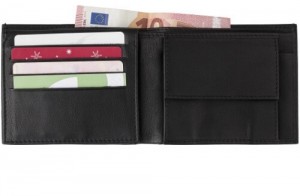 Geldbeutel aus Spaltleder mit RFID-Schutz - 13 Stück inklusive einfarbiger Druck
