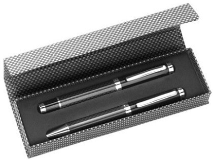 Edles Schreibset mit Tintenroller und Kugelschreiber aus Metall